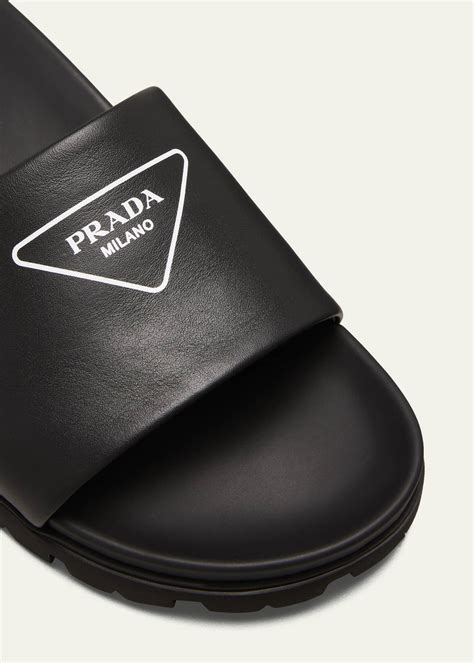 prada leather logo sandals|prada denim sandals.